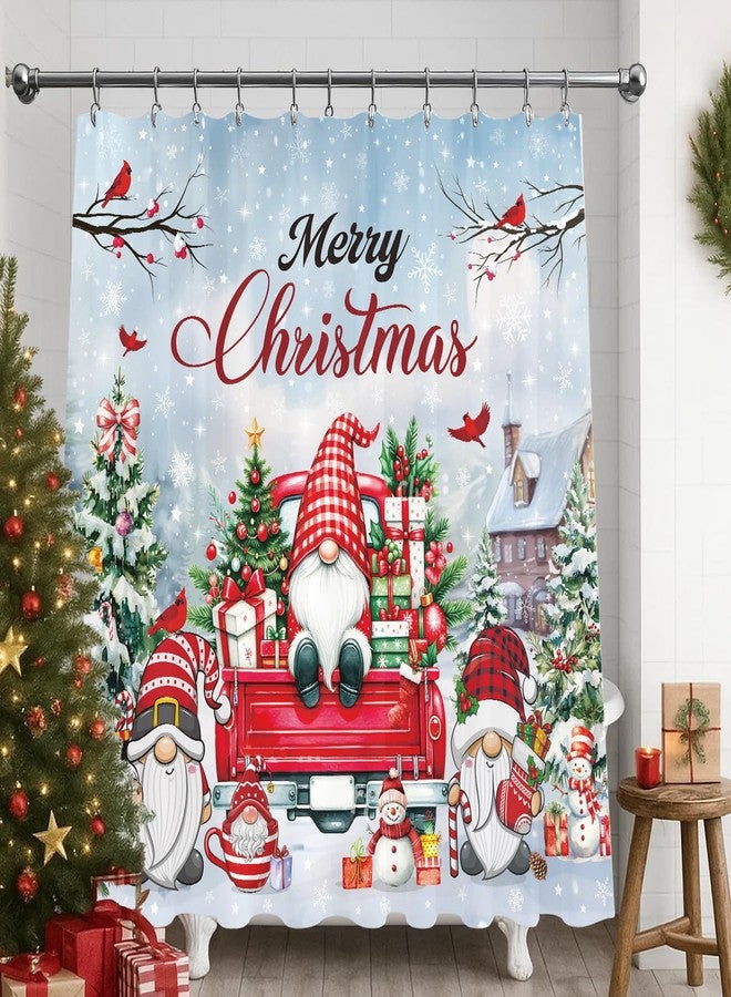 InIsaJace Gnome Christmas Shower Curtain, Merry Christmas Bath Tub Curtain, Cute Xmas Waterproof for Holiday Home Bathroom Decor(71 X 71 Inches) - Image 4